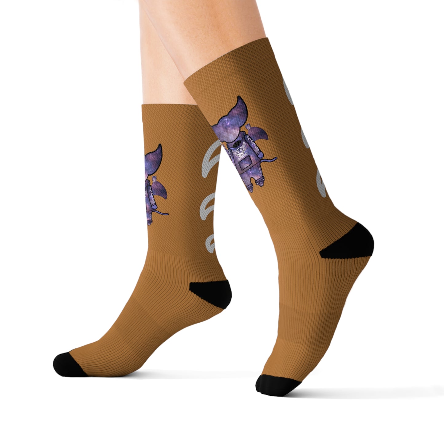 Cute BaTKaTT Sublimation Socks (Light brown)