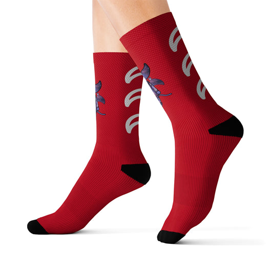 Cute BaTKaTT Sublimation Socks (Dark red)