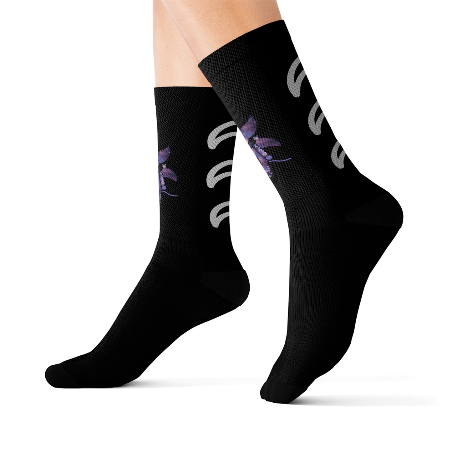 Cute BaTKaTT Sublimation Socks (Black)
