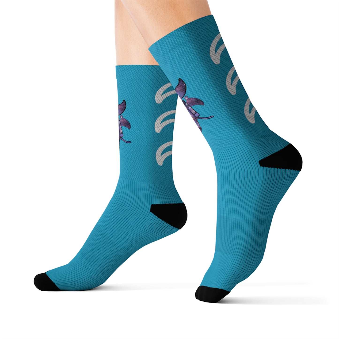 Cute BaTKaTT Sublimation Socks (Turquoise)