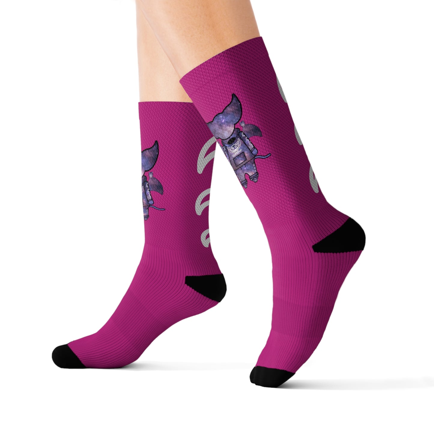 Cute BaTKaTT Sublimation Socks (Pink)