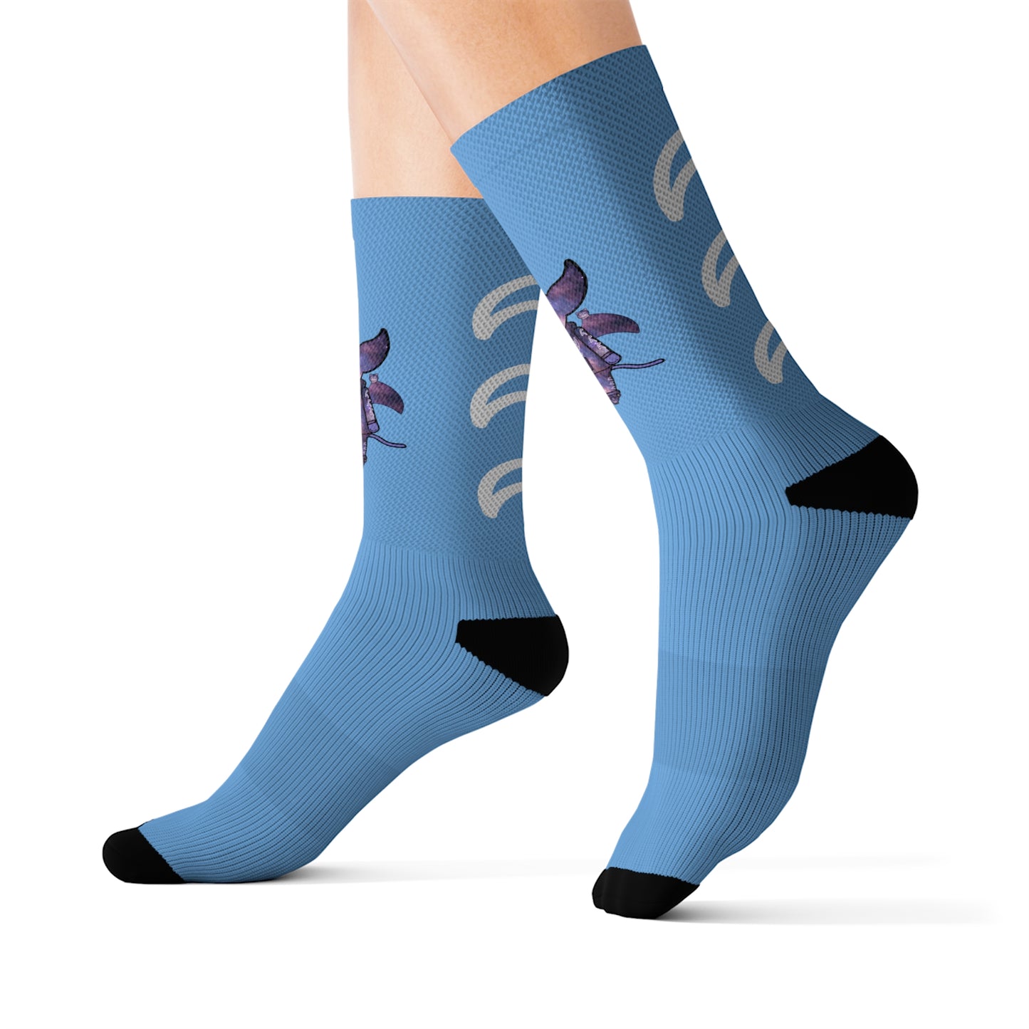 Cute BaTKaTT Sublimation Socks (Light blue)