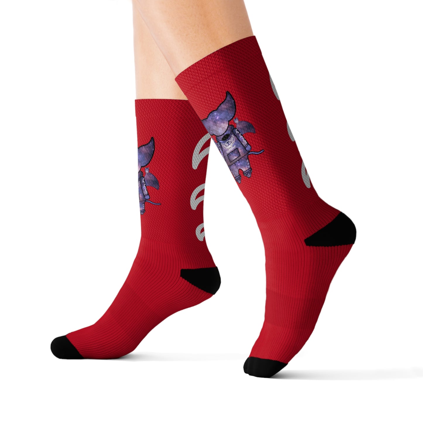 Cute BaTKaTT Sublimation Socks (Dark red)