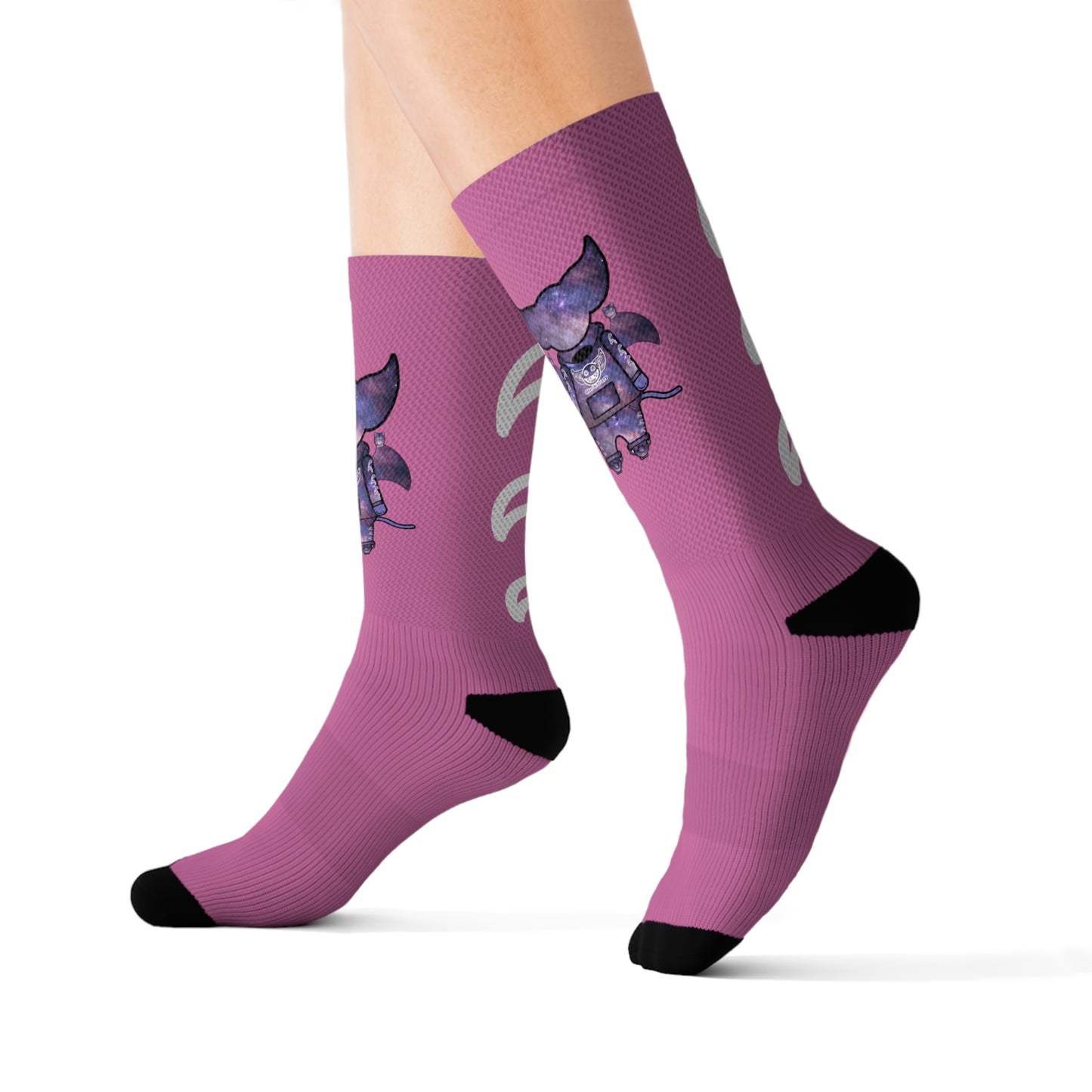 Cute BaTKaTT Sublimation Socks (Light pink)