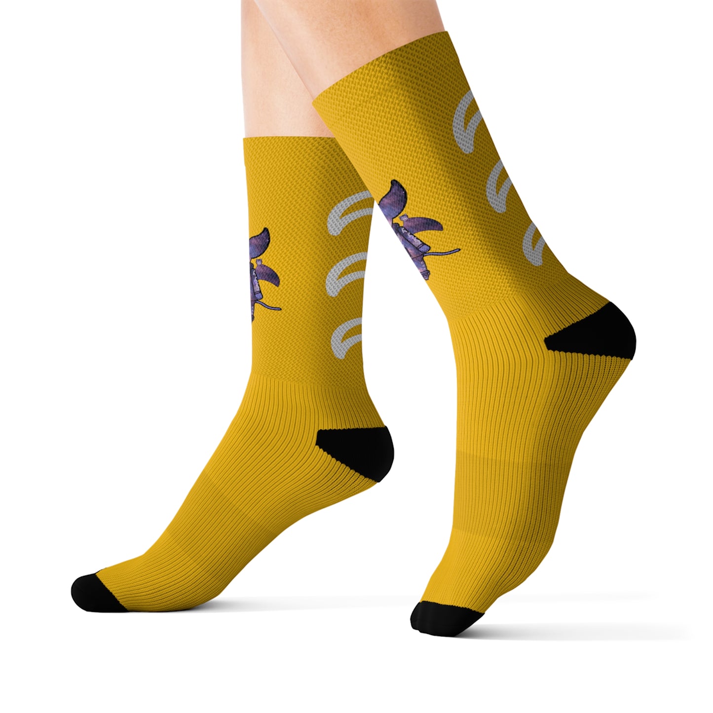 Cute BaTKaTT Sublimation Socks (Yellow)