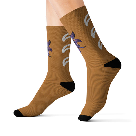 Cute BaTKaTT Sublimation Socks (Light brown)