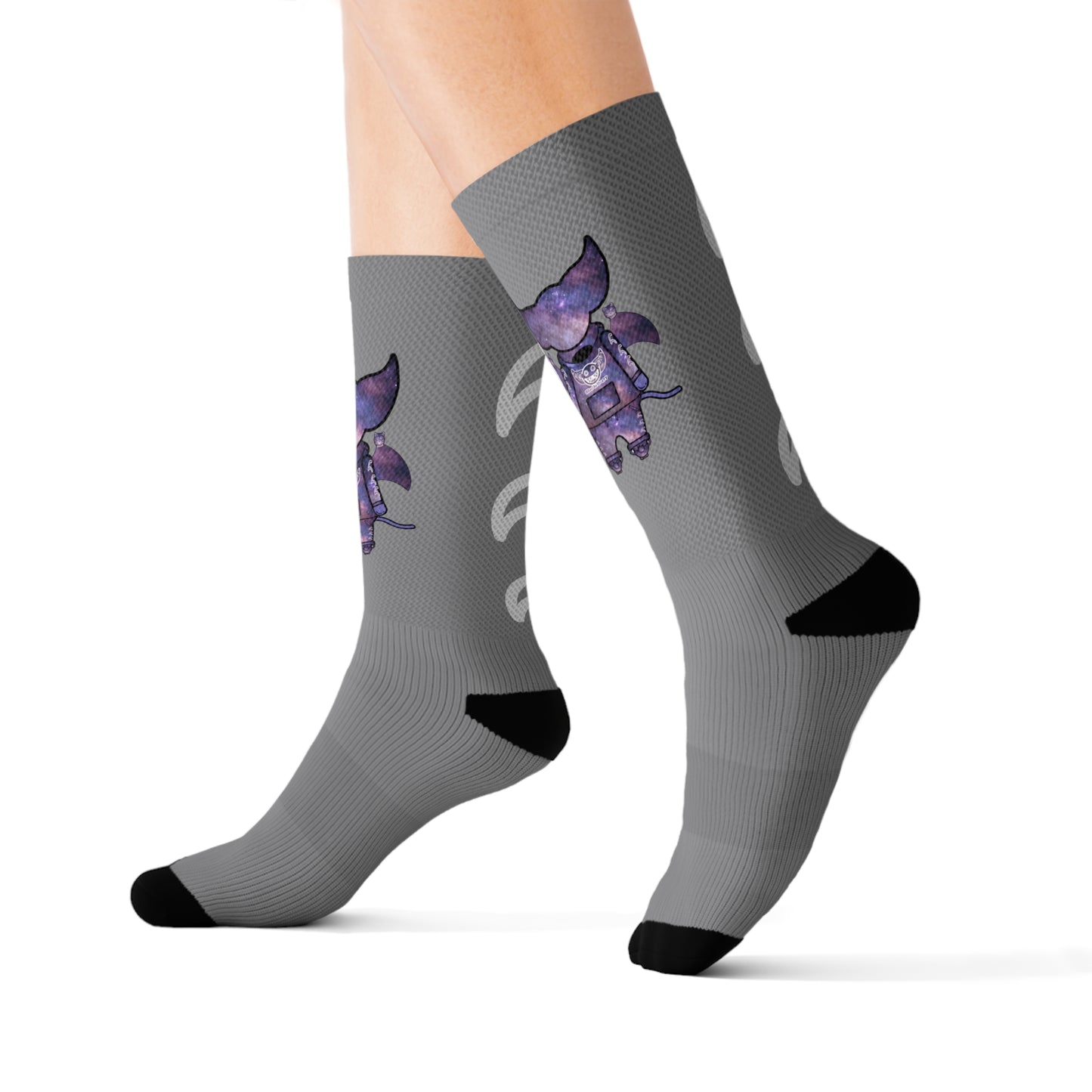 Cute BaTKaTT Sublimation Socks (Grey)