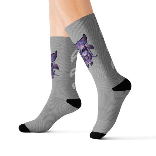 Cute BaTKaTT Sublimation Socks (Light grey)