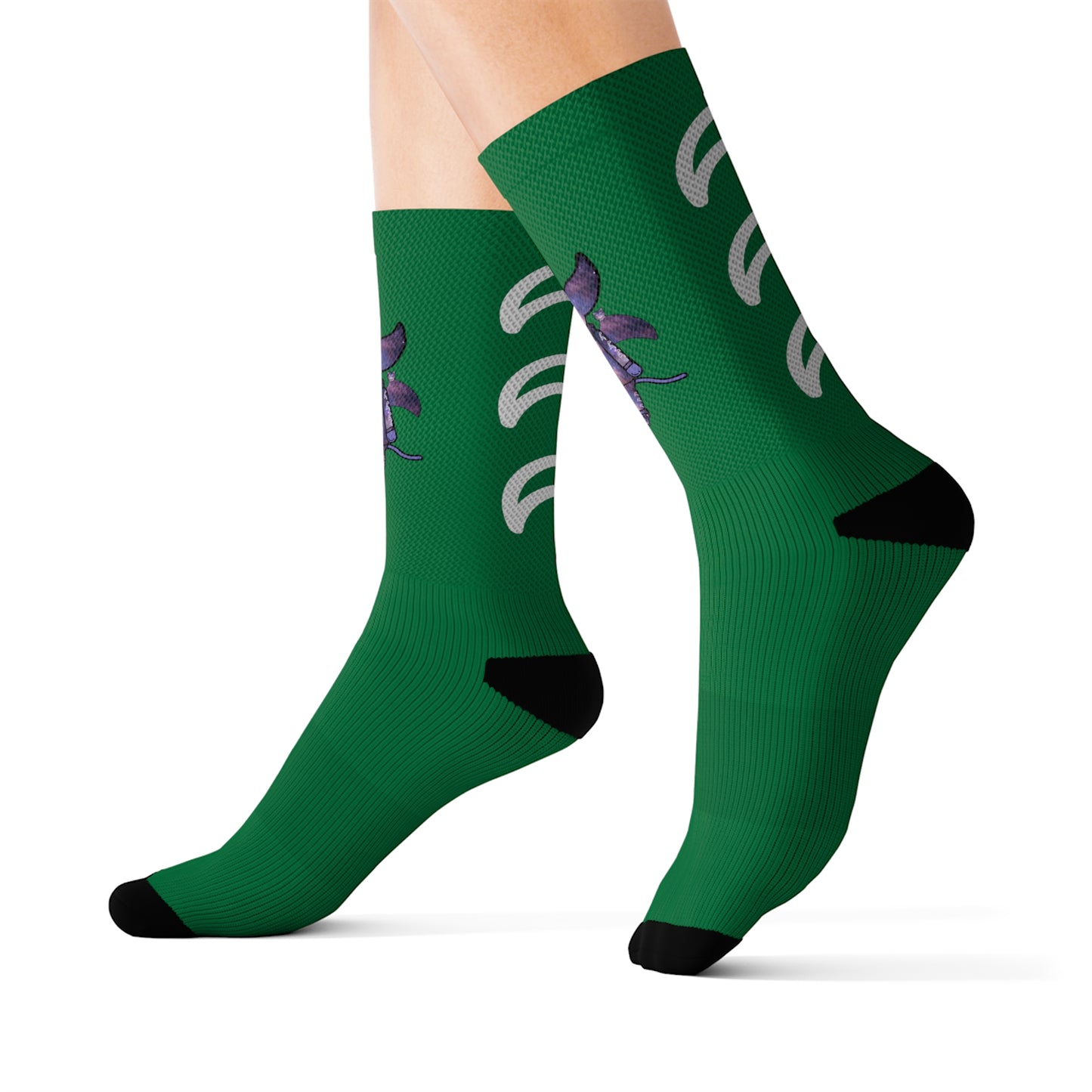Cute BaTKaTT Sublimation Socks (Dark green)