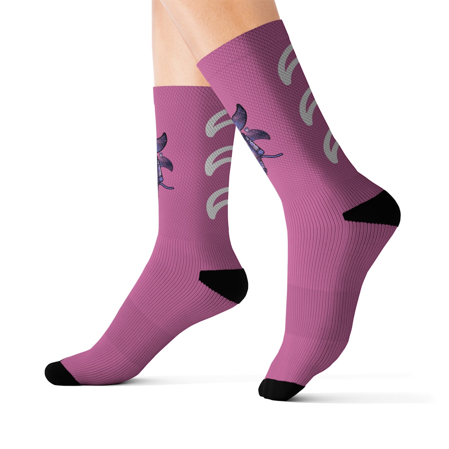 Cute BaTKaTT Sublimation Socks (Light pink)