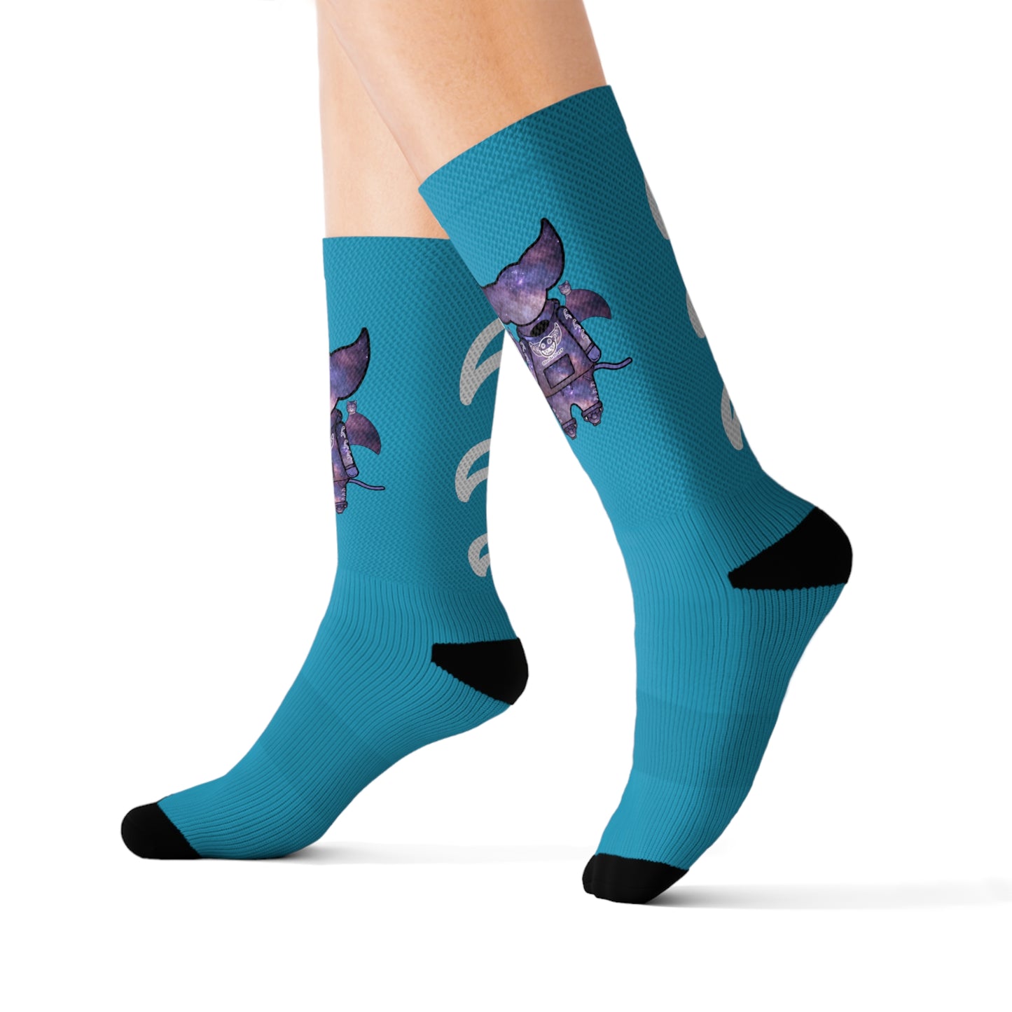 Cute BaTKaTT Sublimation Socks (Turquoise)