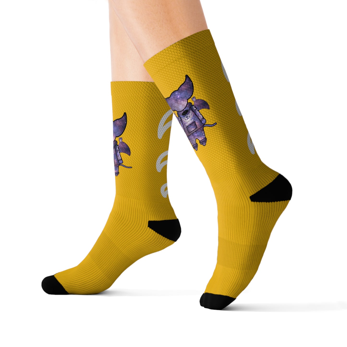 Cute BaTKaTT Sublimation Socks (Yellow)