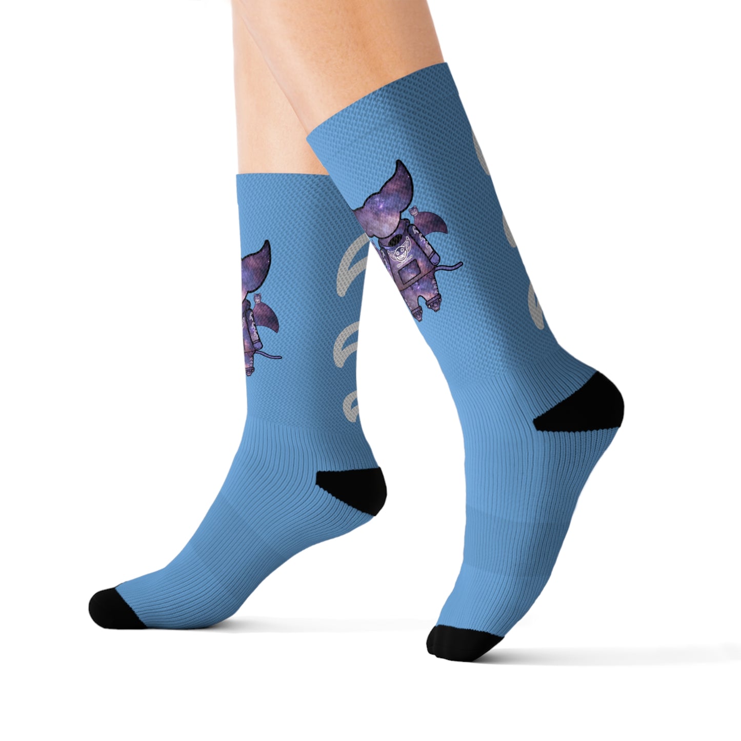 Cute BaTKaTT Sublimation Socks (Light blue)